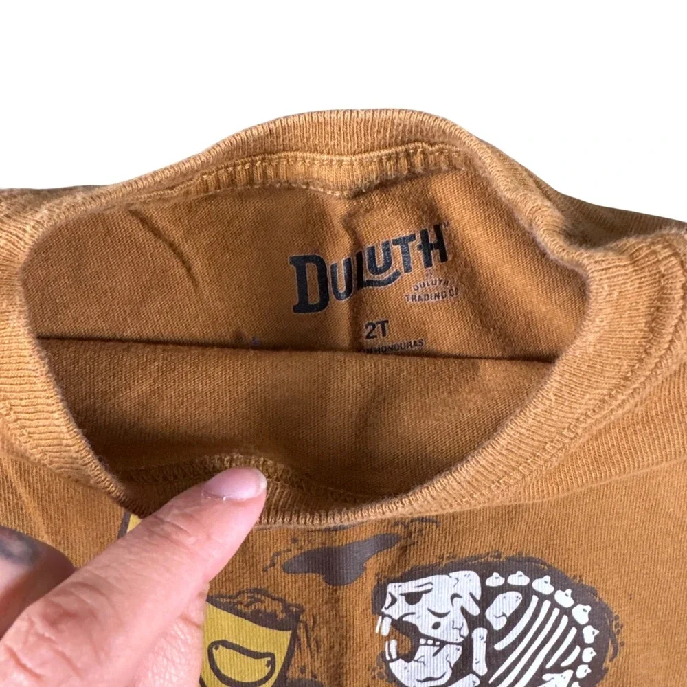 Duluth Trading Co Toddler Boys 3pc Set Hoodie‎ Tee Beanie Black Brown 2T 3T